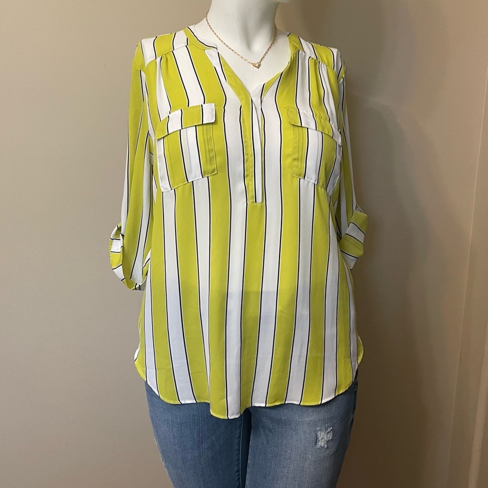Torrid Yellow and White Striped Blouse